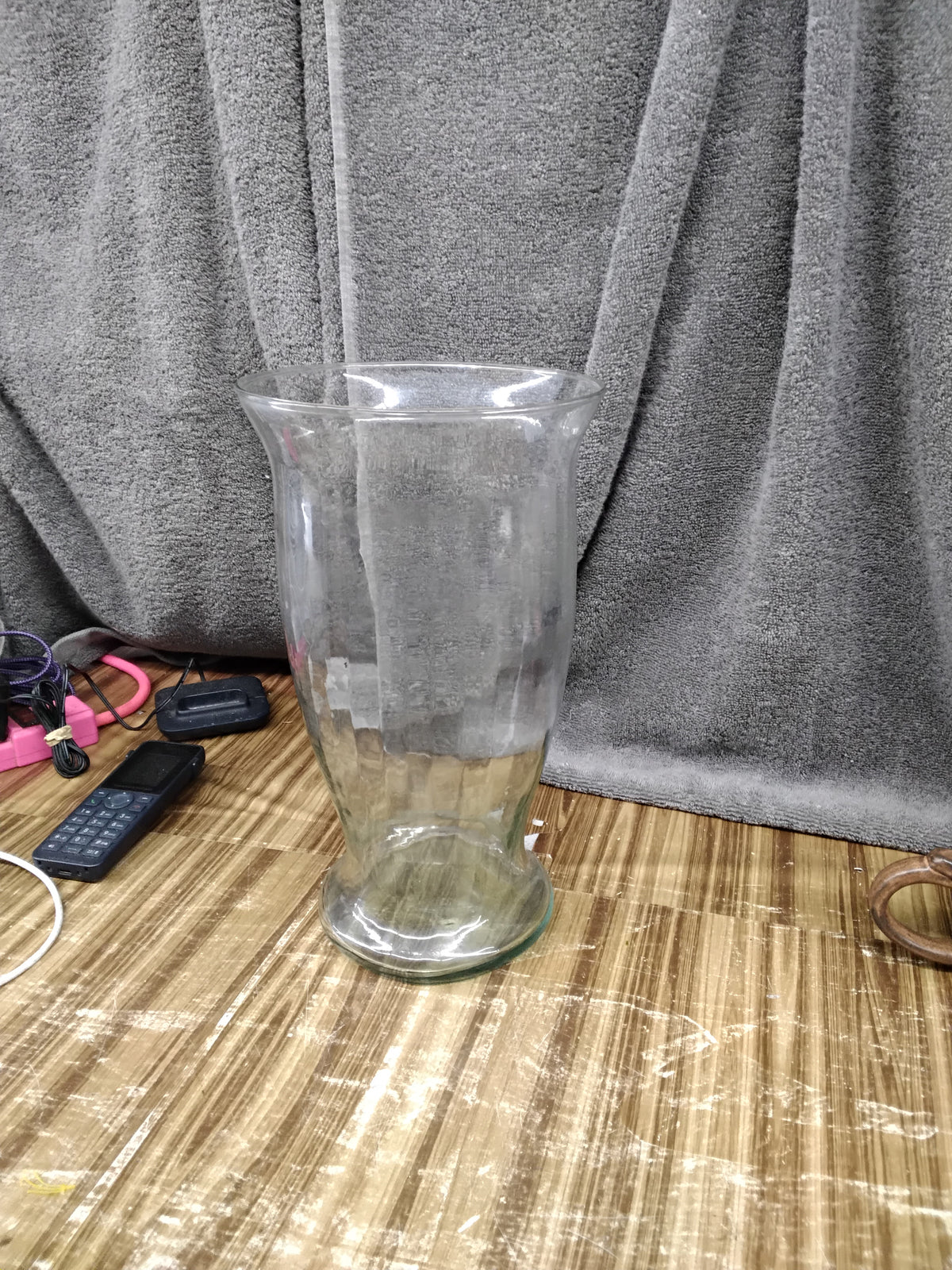 Tall clear vase