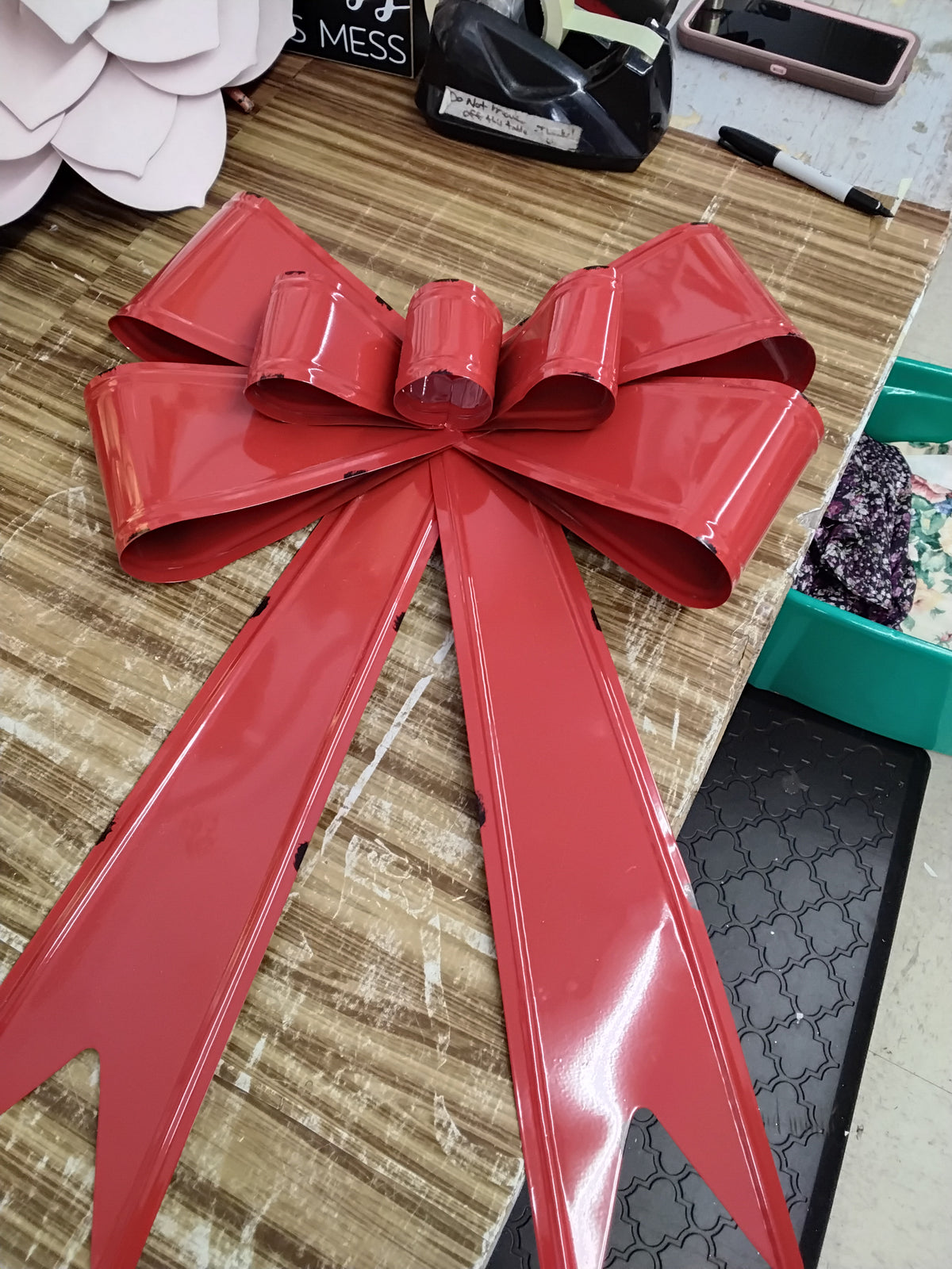 Red Metal Christmas  Bow