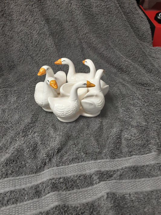 Glass Goose candel stick holder