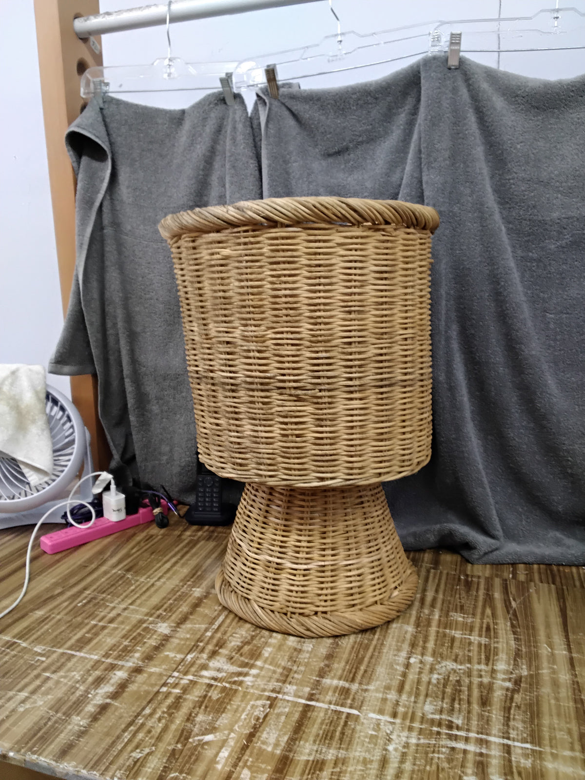 Wicker Pedestal Planter