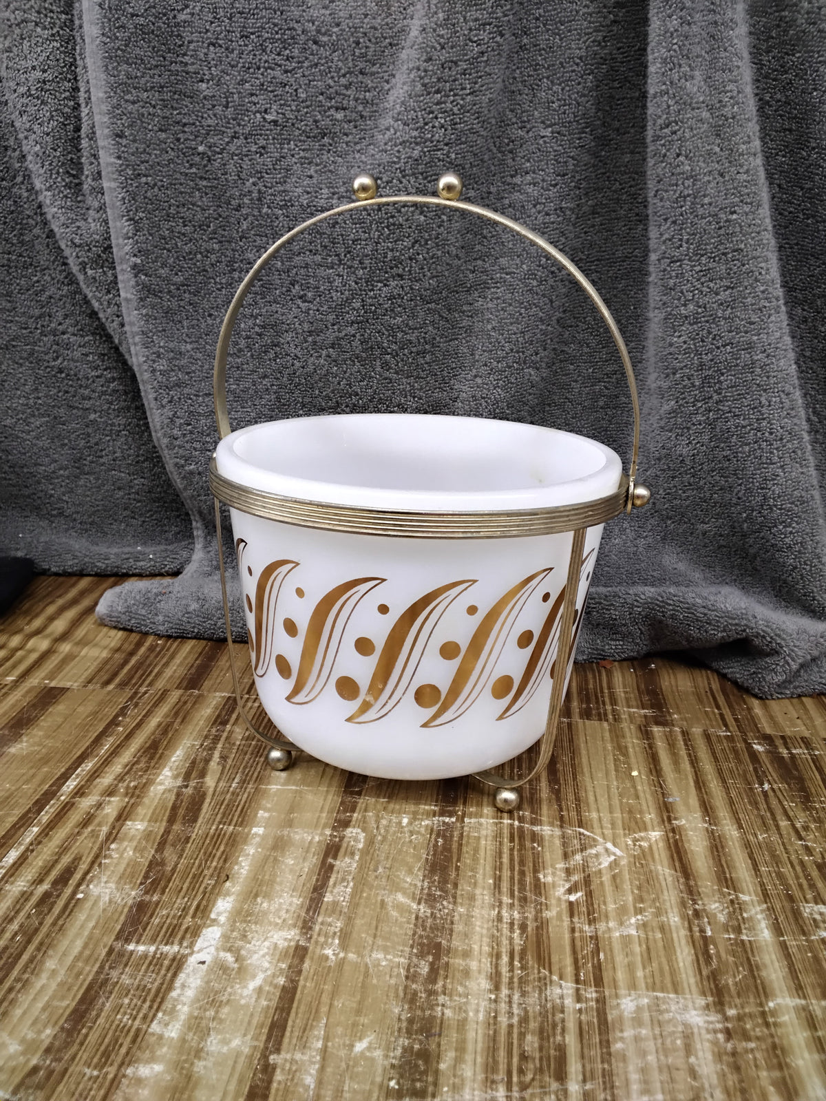 Milk Glass ice bucket stand