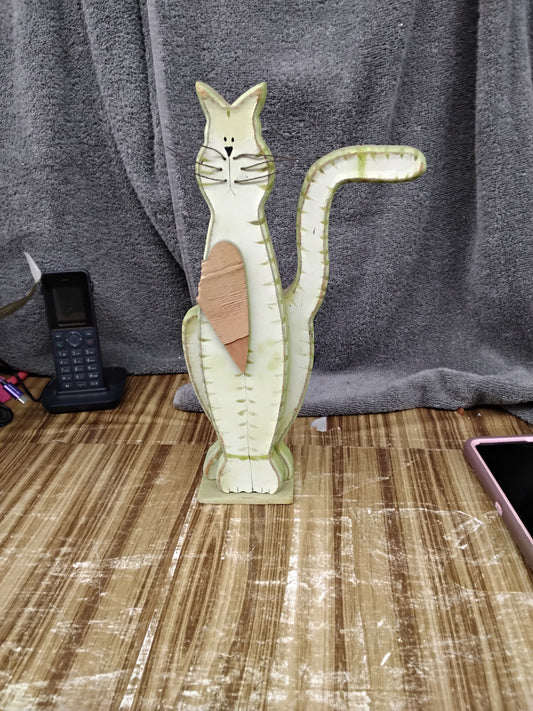 Wooden Feline Decor