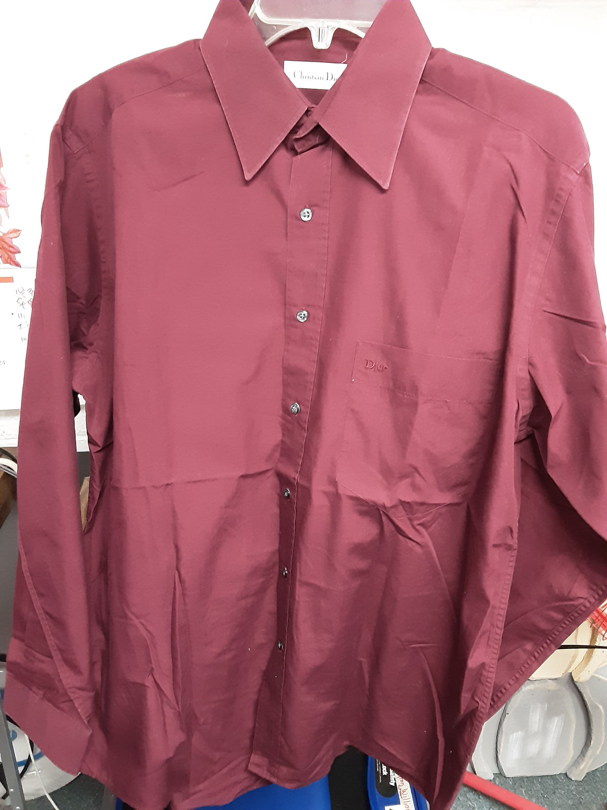 Vintage Christian Dior 70/30 maroon shirt.  Size 15.5