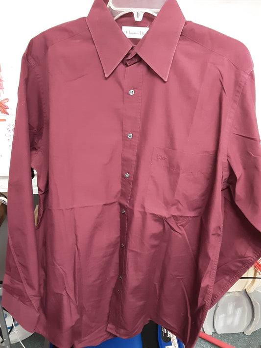 Vintage Christian Dior 70/30 maroon shirt.  Size 15.5