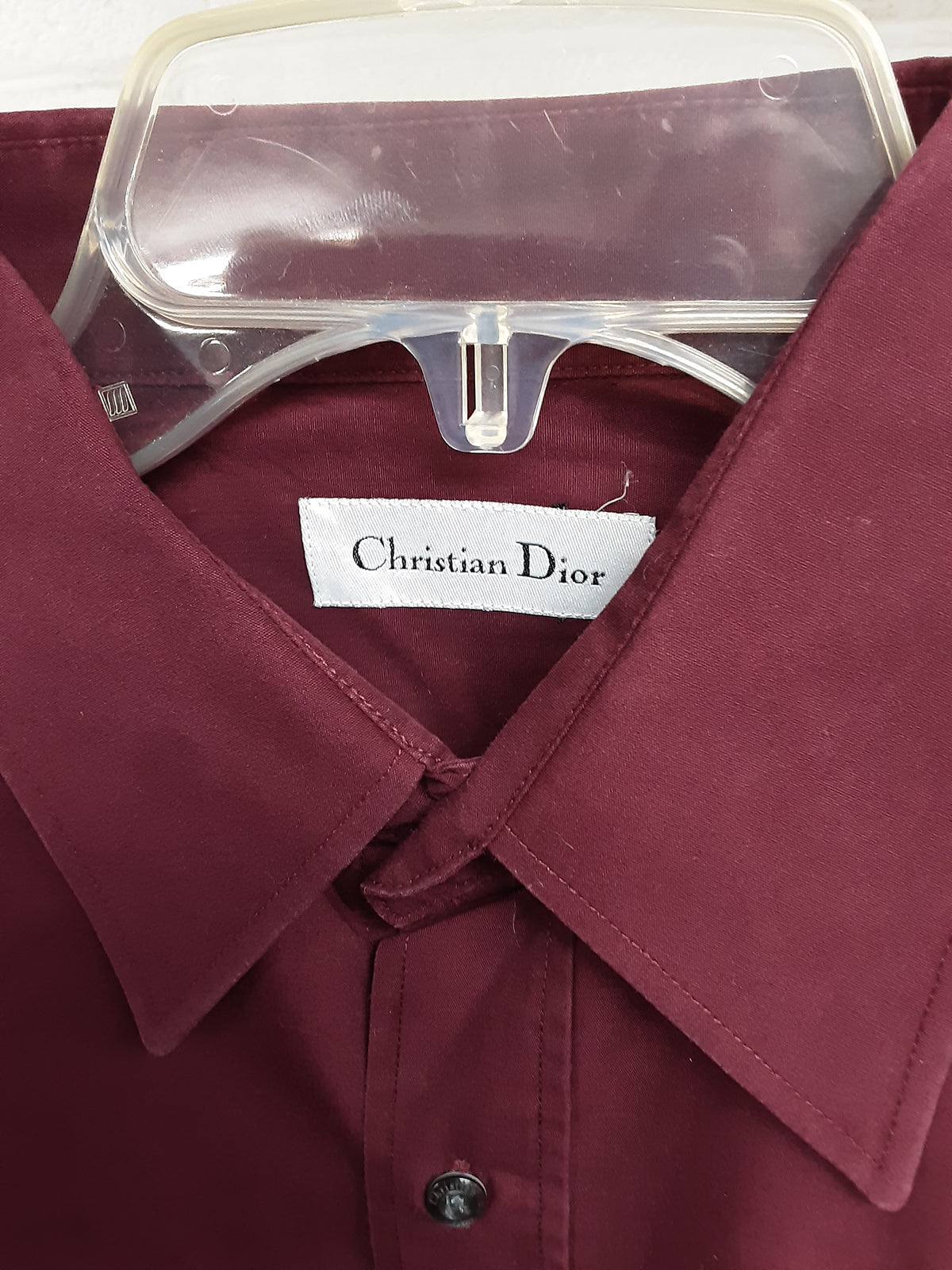 Vintage Christian Dior 70/30 maroon shirt.  Size 15.5
