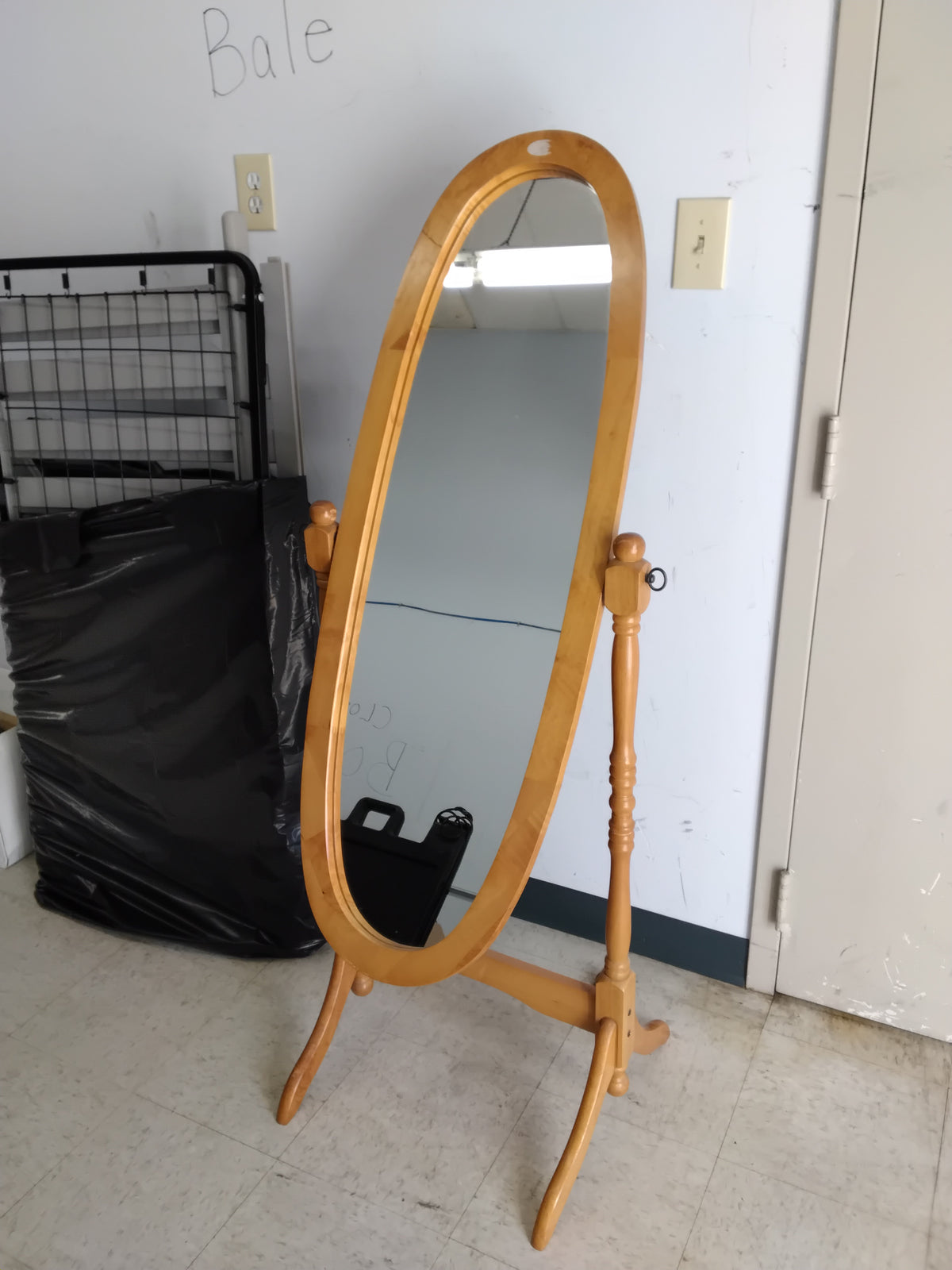 Wooden Oval Mirror