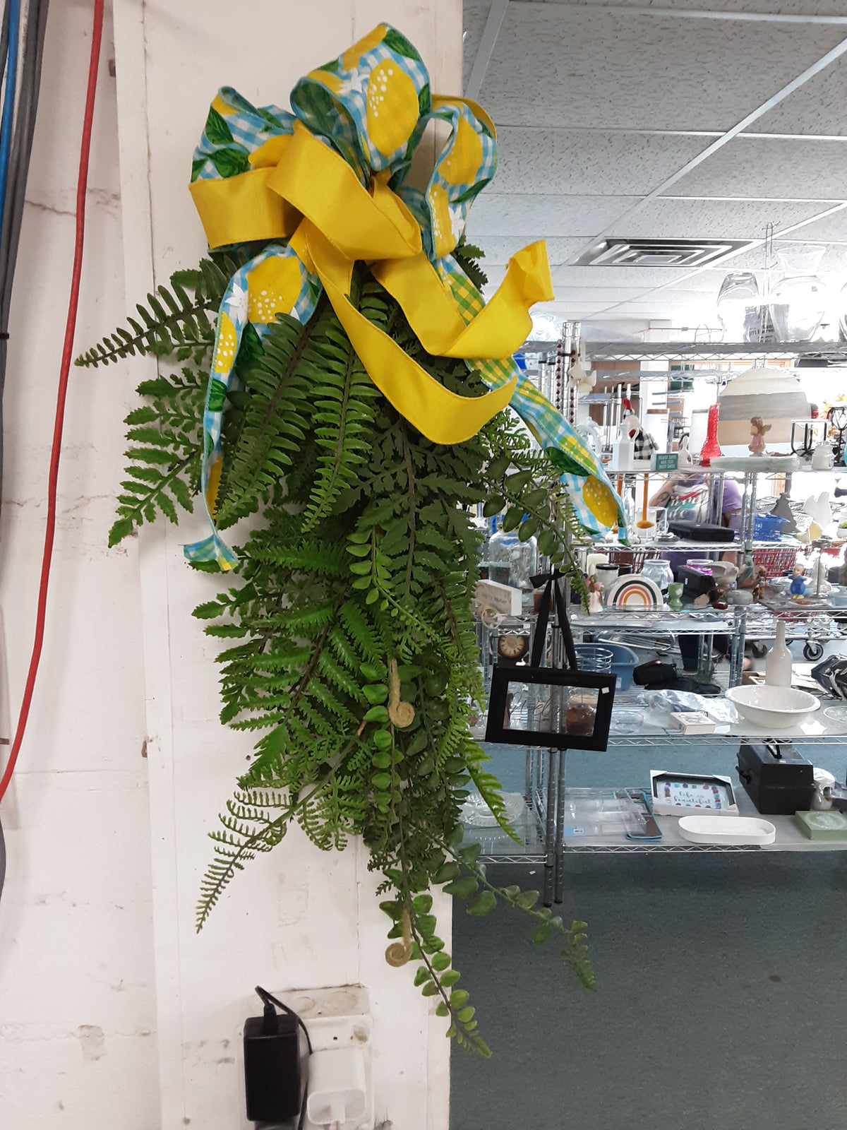 Greenery door hanger with lemon bow