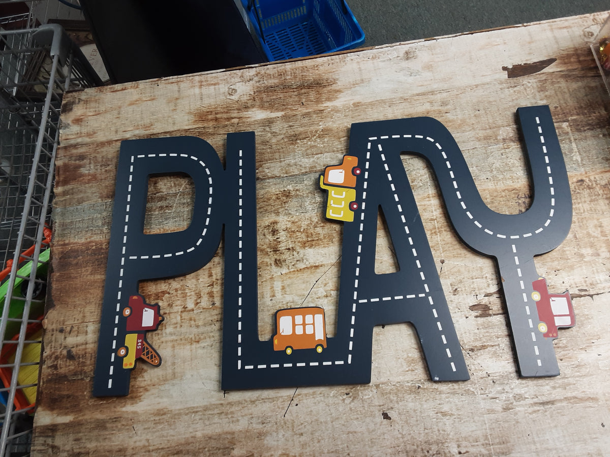 Play wooden sign