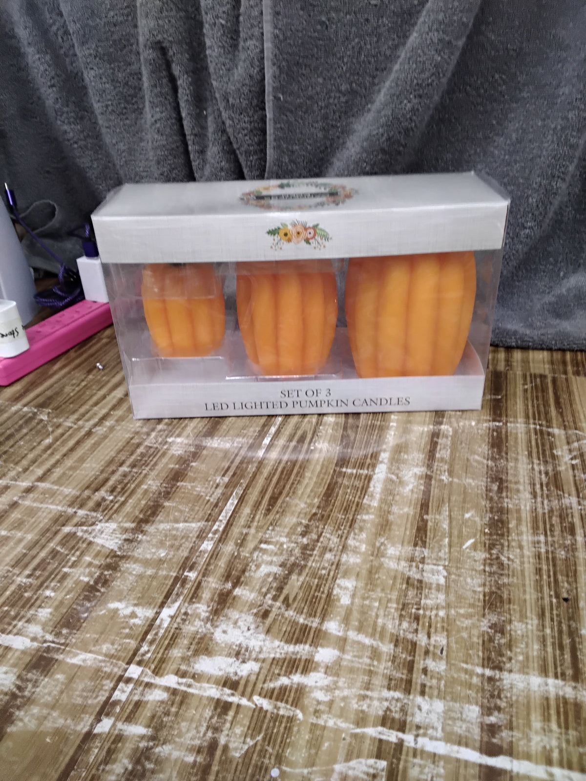 Lighted pumpkin candles