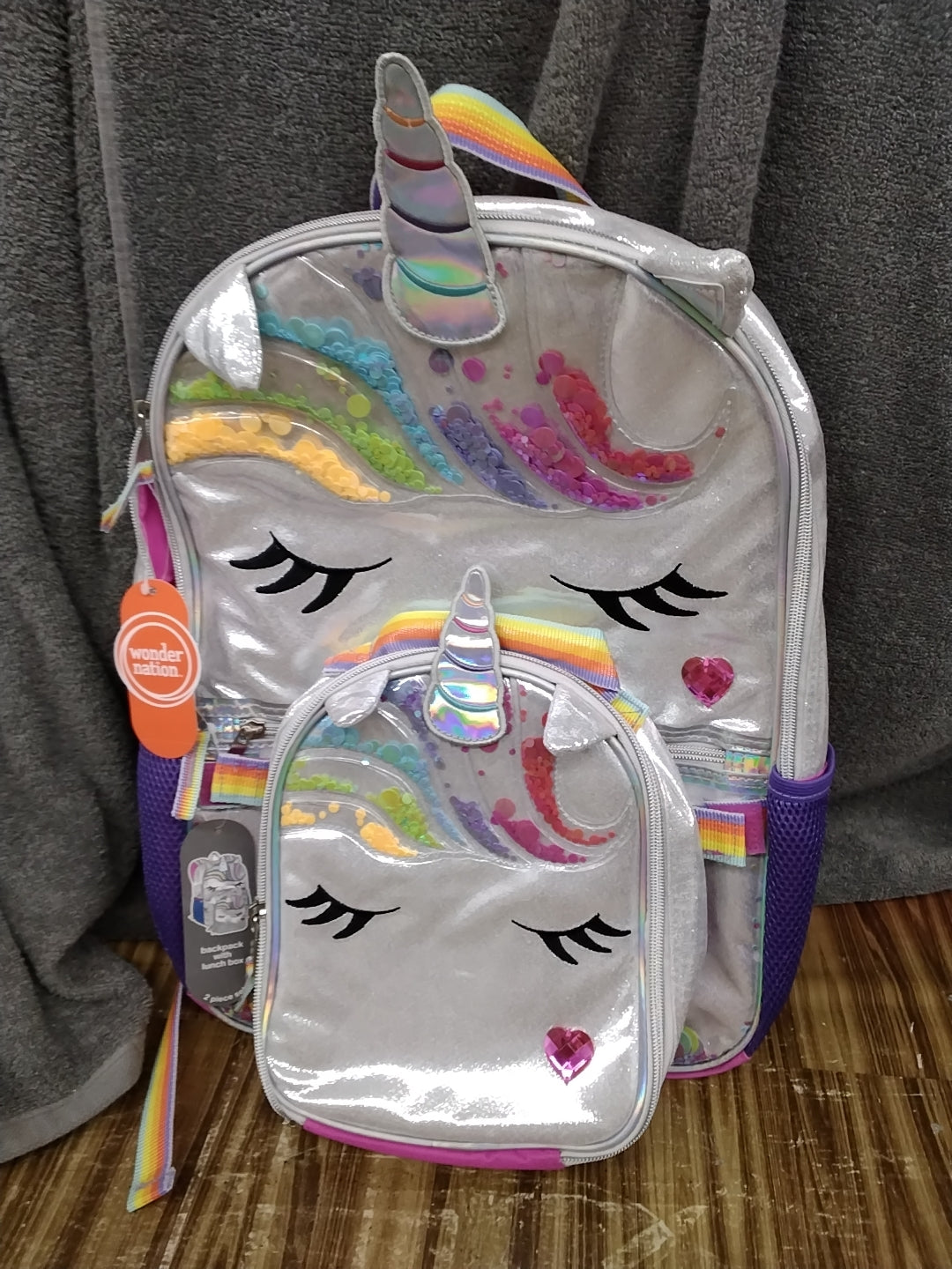 Unicorn bookbag + lunchbag