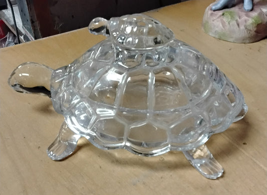 Turtle with Baby Glass Covered Dish